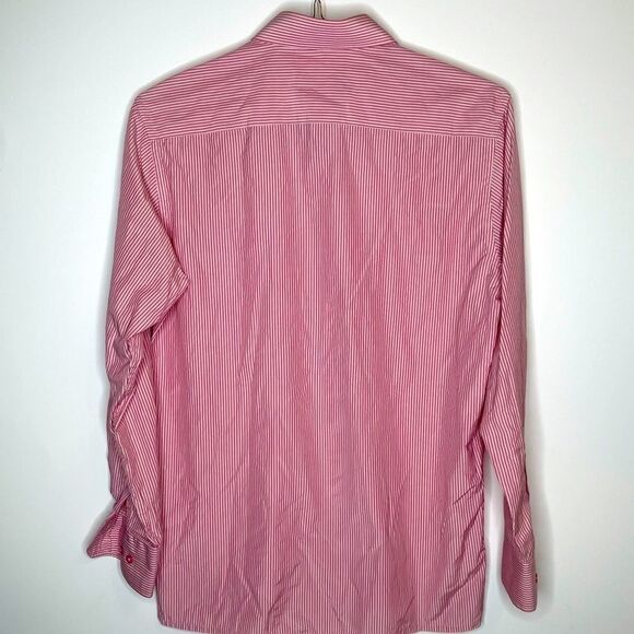 Medium (39 cm) Peter England Red-White LS Shirt - Picture 3 of 4